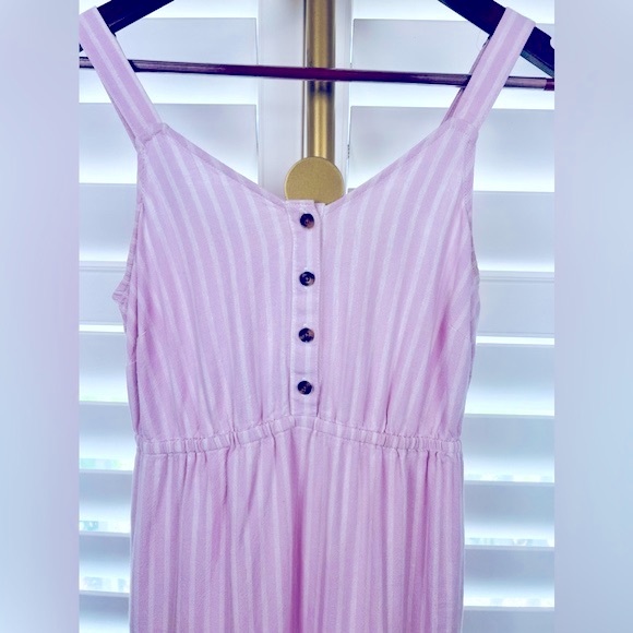 Lavender Striped Linen Midi Dress Sz Small - Picture 6 of 6